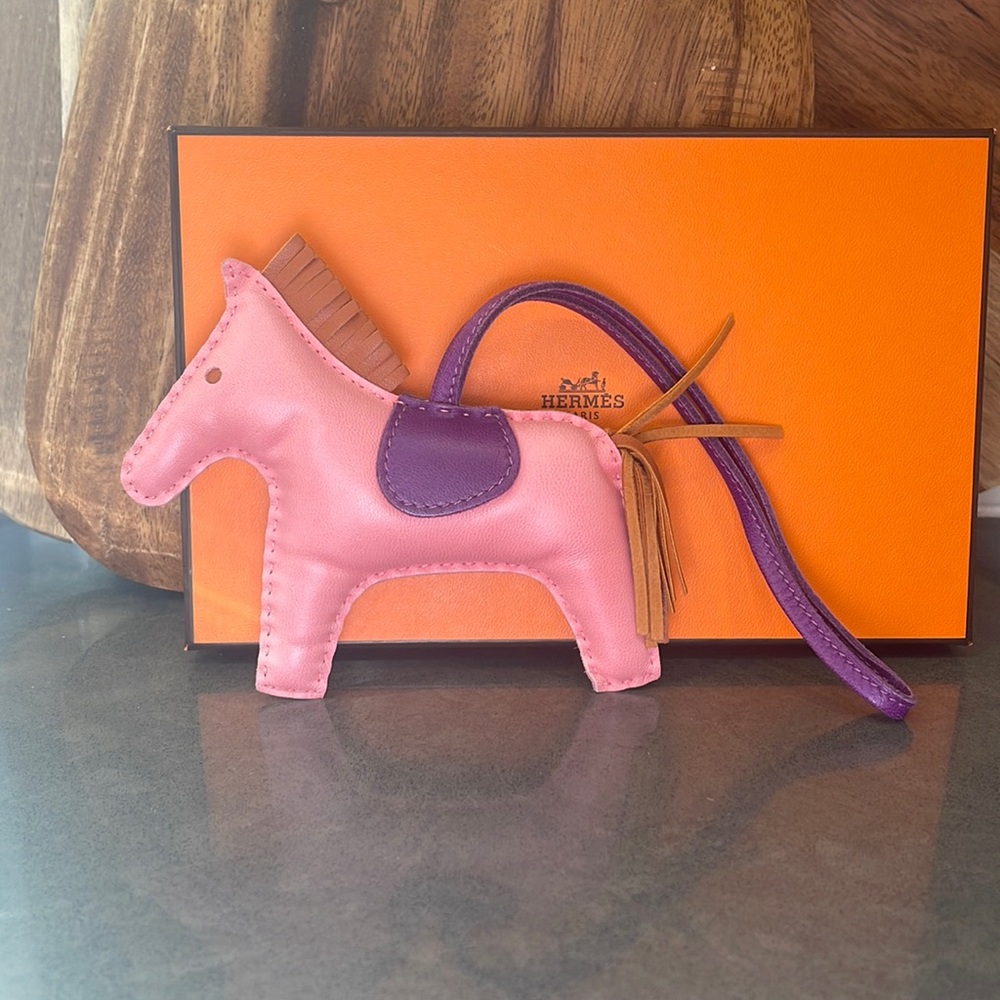 Hermès Milo Lambskin Grigri Rodeo Bag Charm MM Rose Azalee Violet Pain D'Epice
